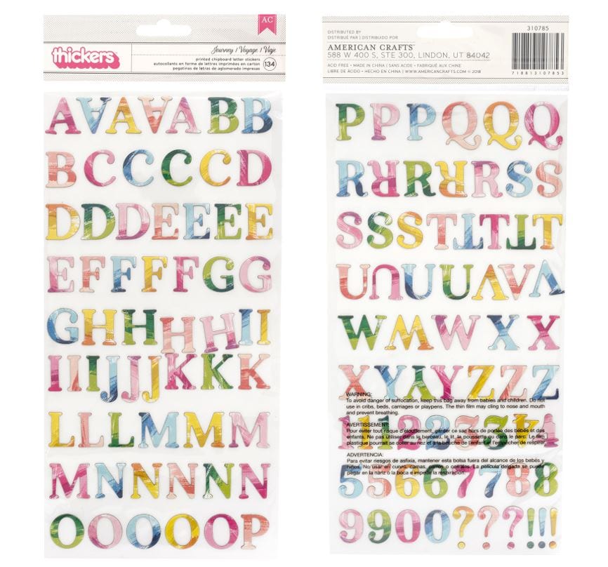 American Crafts Thickers JOURNEY Printed Chipboard Letter Stickers Scrapbooksrus 