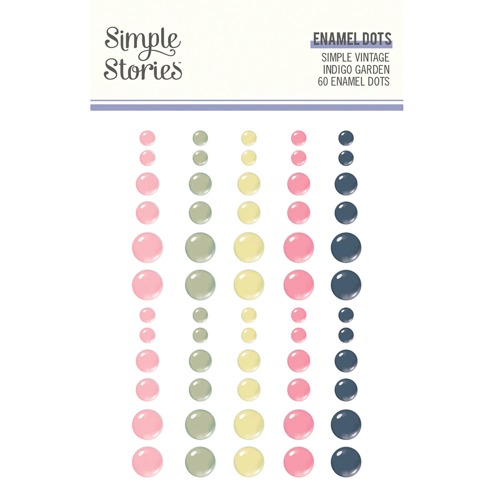 Simple StoriesSimple Vintage INDIGO GARDEN Enamel Dots 60pc Scrapbooksrus 