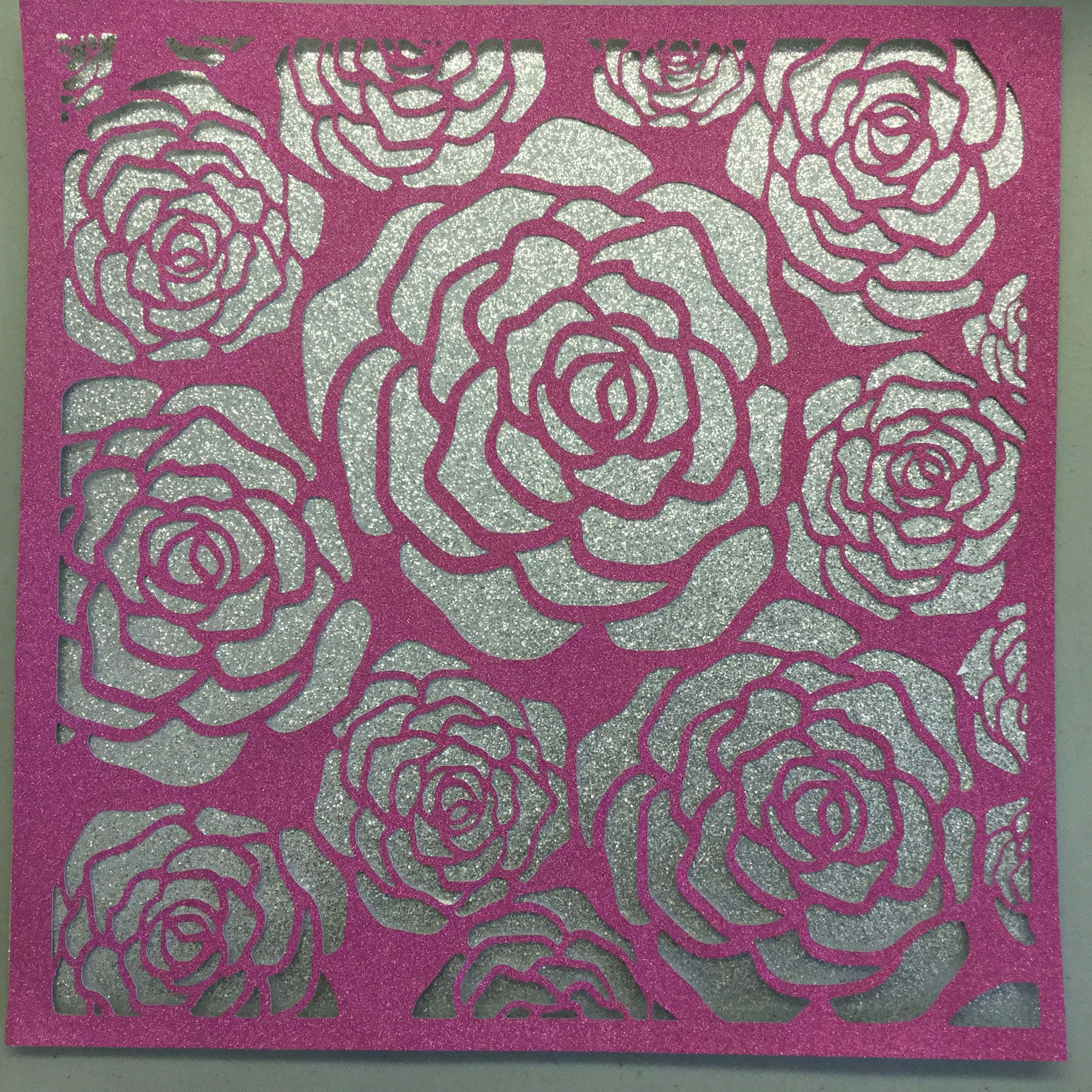 Page Frame ROSES PINK GLITTER 12&quot;x12&quot; Scrapbook Overlay