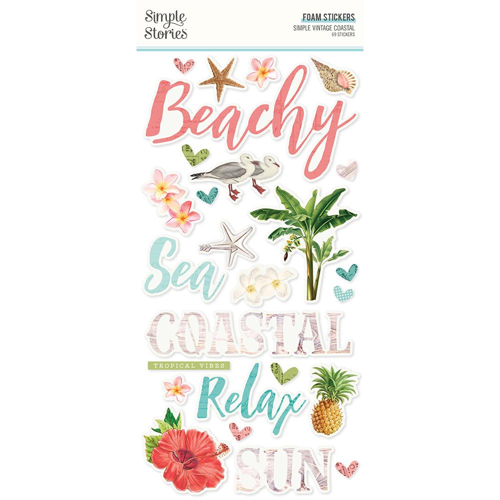 Simple Stories Simple Vintage Coastal FOAM STICKERS 51pc Scrapbooksrus