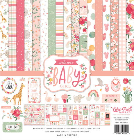 Echo Park WELCOME BABY GIRL 12"X12" Collection Kit Scrapbooksrus 