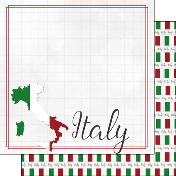 ITALY FLAG SIGHTS Double Sided 12X12 Paper Scrapbook Customs Scrapbooksrus 