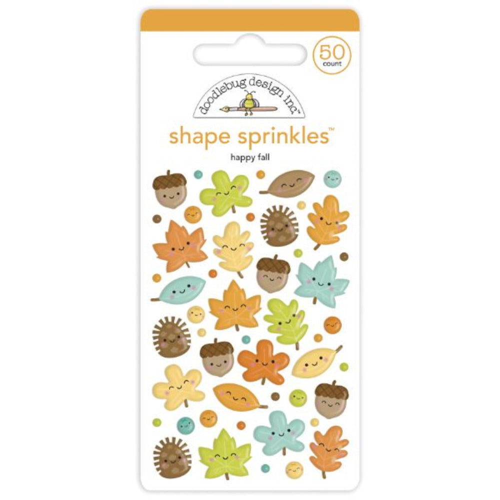 Doodlebug Pumpkin Spice  HAPPY FALL Shape Sprinkles 49pc Scrapbooksrus 