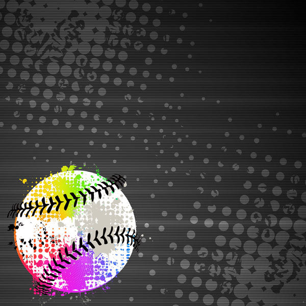 NEON SPORTS BASEBALL KIT 12&quot;X12&quot; Scrapbook Paper 12 Sheets Scrapbooksrus 