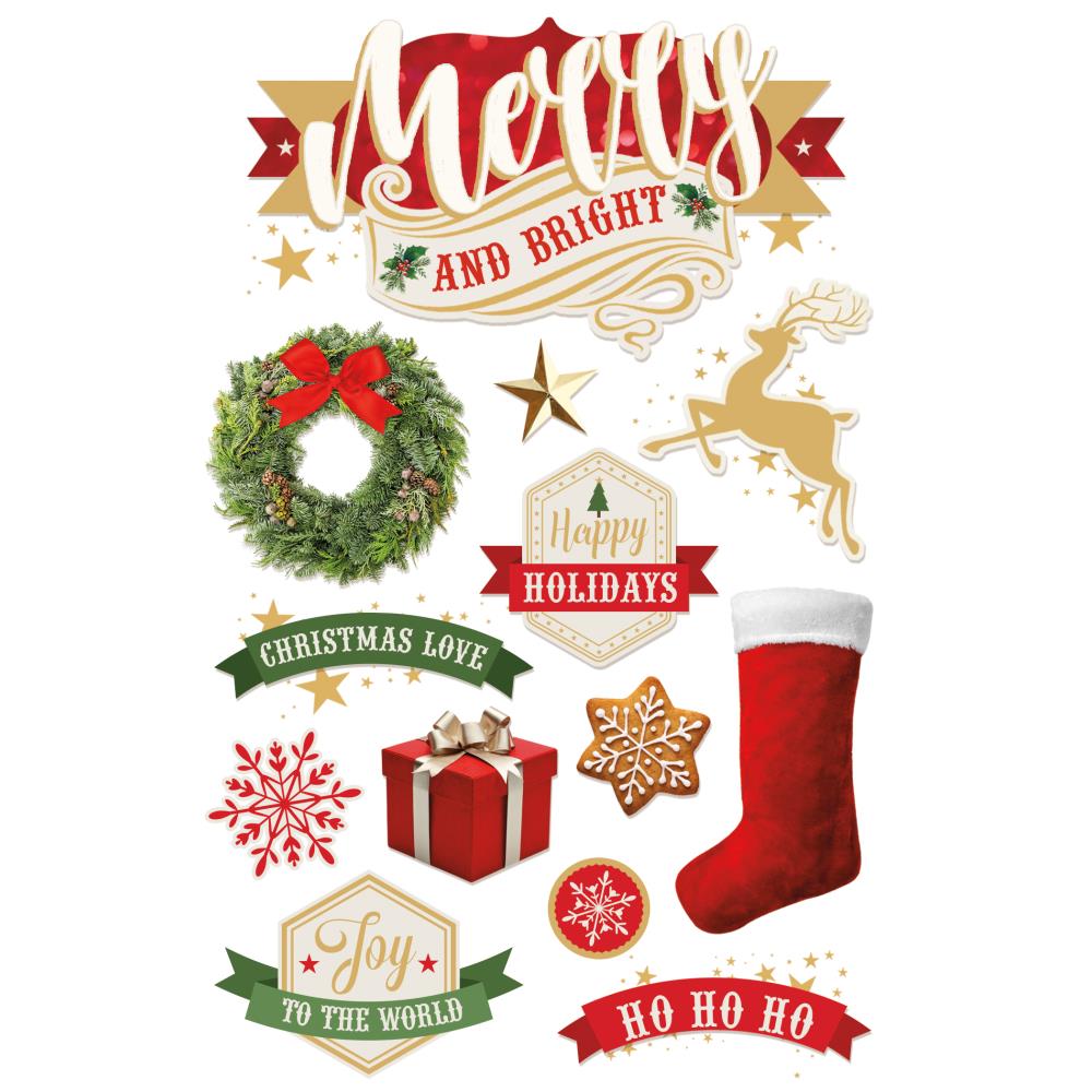 Paper House MERRY &amp; BRIGHT Christmas Stickers 13pc