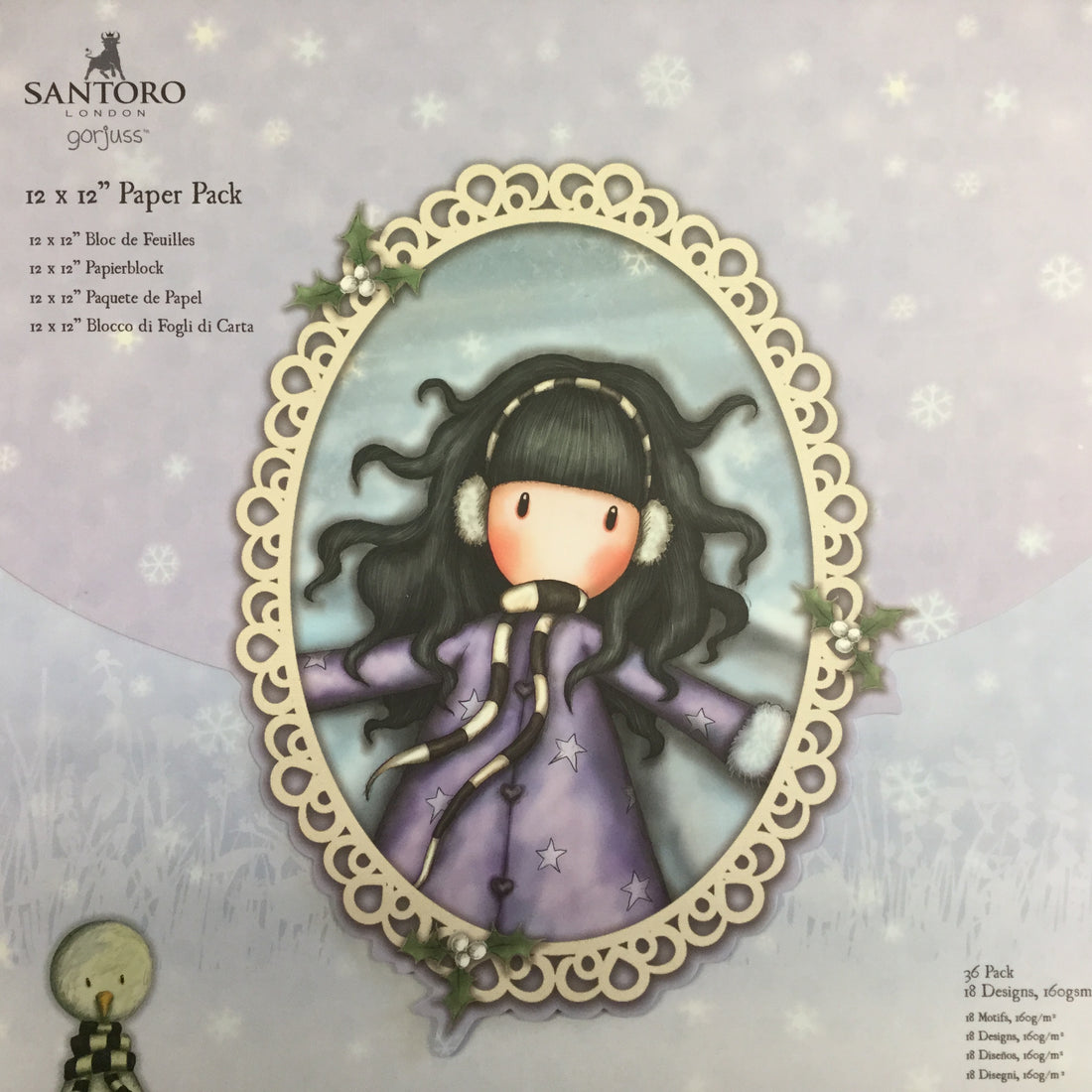 Santoro London Gorjuss CHRISTMAS  12X12 Premium Paper Pack Scrapbooksrus 