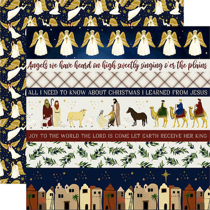 Echo Park Away in Oh Holy Night BORDER STRIPS 12”x12” Scrapbook Paper Scrapbooksrus 