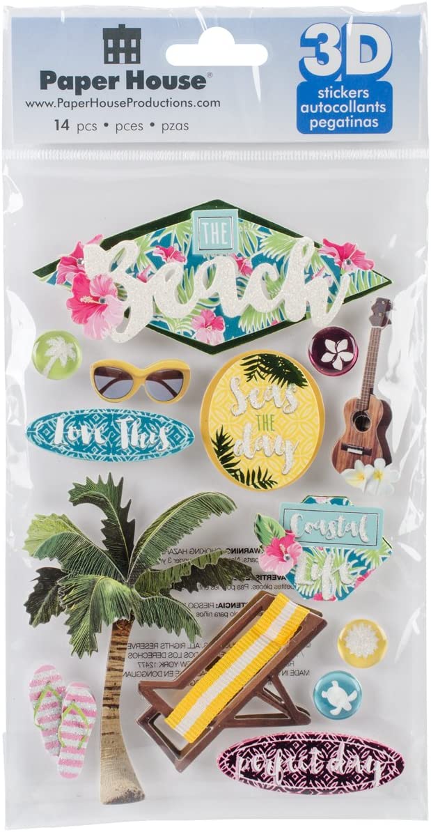 Paper House BEACH Die-Cuts Stickers 14pc Scrapbooksrus 