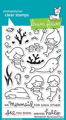 Lawn Fawn MERMAID FOR YOU Clear Stamps 26 pc Scrapbooksrus 