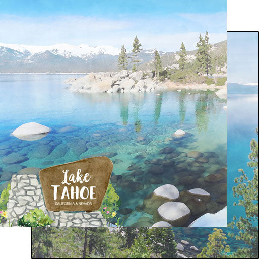 Nevada LAKE TAHOE California and Nevada Double Sided 12&quot;X12&quot; Scrapbook Paper Scrapbooksrus 