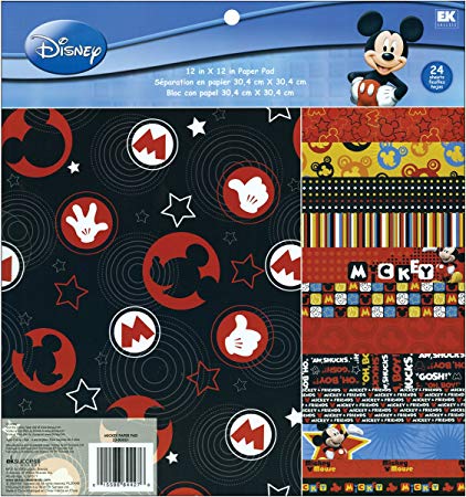 Ek Success Disney MICKEY Paper Pad 12”X12” 24pc Scrapbooksrus 