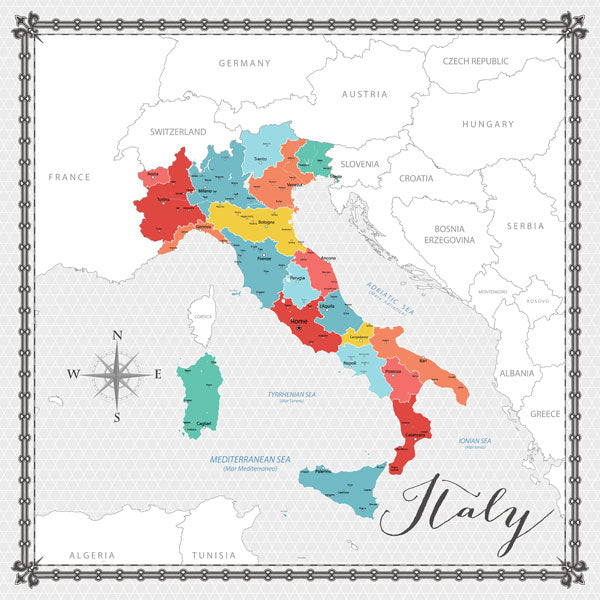 ITALY MEMORIES MAP Double Sided 12X12 Paper Scrapbook Customs