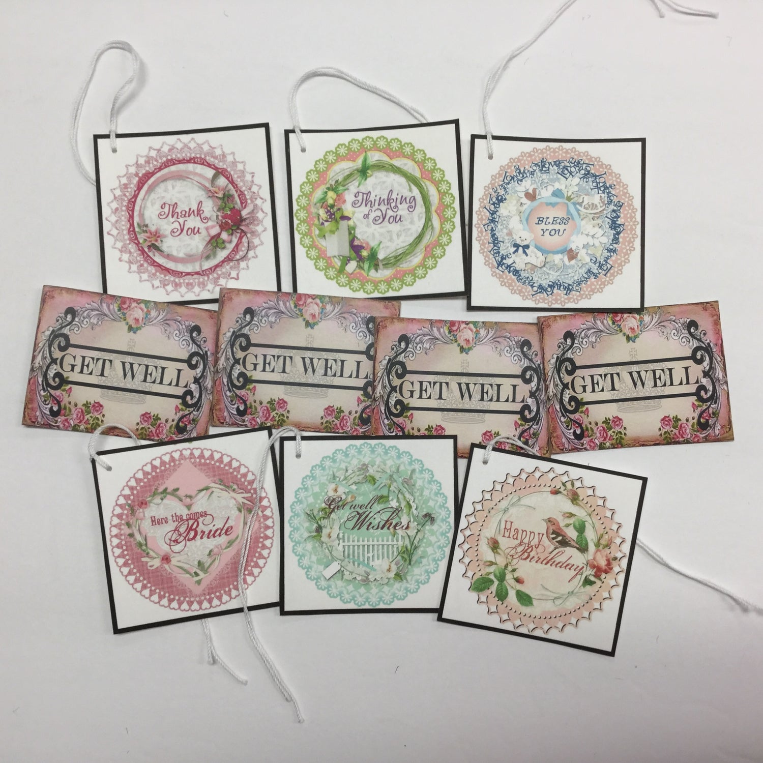 Tags &amp; Ephemera 10pc SENTIMENTS &amp; GREETINGS TAGS Scrapbooksrus 