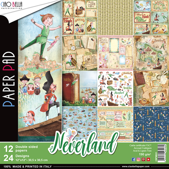 Ciao Bella NEVERLAND Paper Pad 12 Sheets Scrapbooksrus 