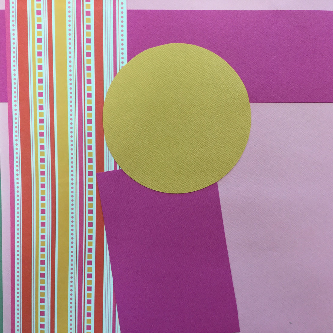 Premade Page PINK & ORANGE SHAPES (1) 12"x12" Scrapbook Scrapbooksrus