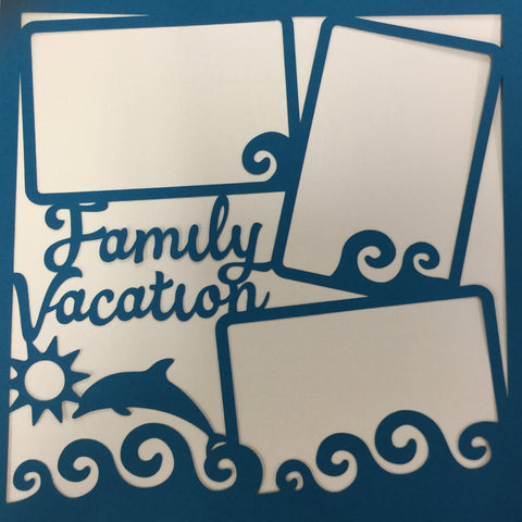 Page Frame FAMILY VACATION PEACOCK 12"x12" Scrapbook Overlay