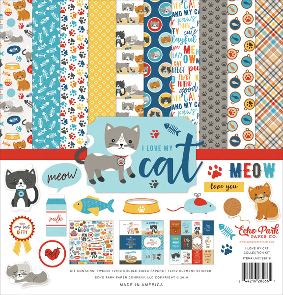 Echo Park 12"x12" I LOVE MY CAT 13pc COLLECTION KIT Scrapbooksrus