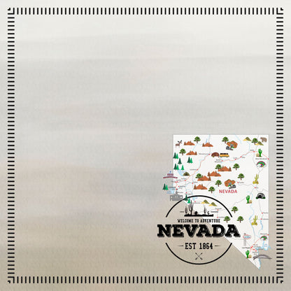 NEVADA POSTAGE MAP Double Sided 12&quot;X12&quot; Scrapbook Travel Paper Scrapbooksrus 