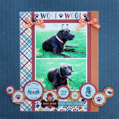 Echo Park Bark PUPPY STRIPE 12x12 Scrapbook Paper Scrapbooksrus