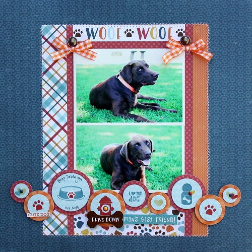 Echo Park Bark PUPPY STRIPE 12x12 Scrapbook Paper Scrapbooksrus 