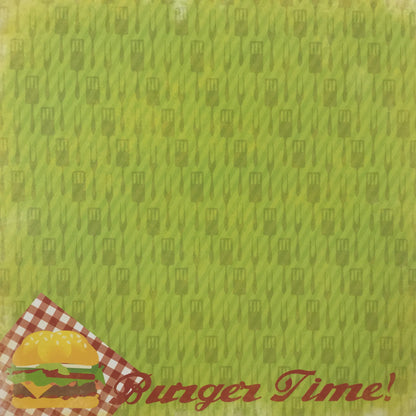 Moxxie Picnic BURGER TIME 12”x12” Scrapbook Sheet Scrapbooksrus 