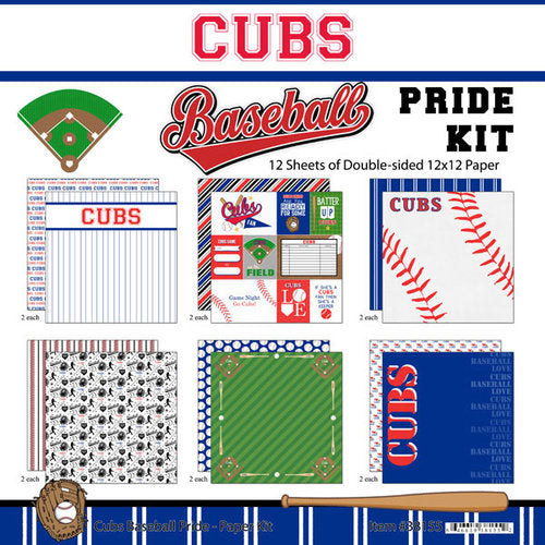 CUBS BASEBALL PRIDE KIT 12&quot;X12&quot; Scrapbook Paper 12 Sheets