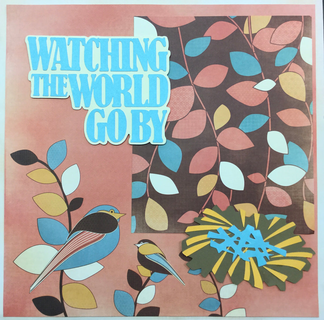 Premade Scrapbook Page WATCHING THE WORLD (1) 12&quot;x12&quot; Fall Layout Scrapbooksrus 