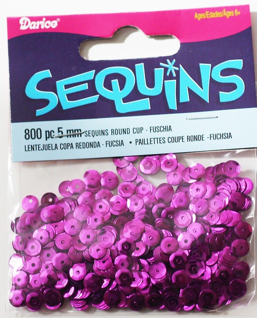 Darice Sequins FUCHSIA 5mm 800pc Round Cup