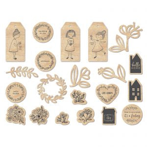 Jen Hadfield WOOD VENEERS 21 pc. Scrapbooksrus 
