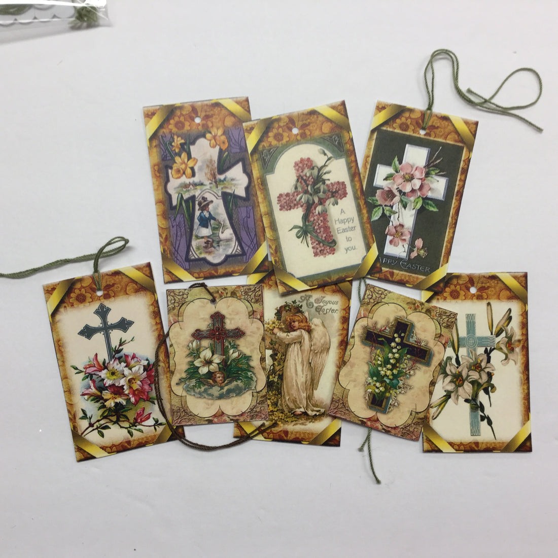 Tags &amp; Ephemera 8pc HAPPY EASTER CROSS TAGS Scrapbooksrus 