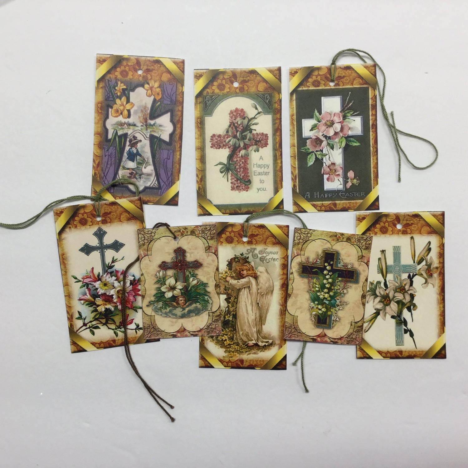 Tags &amp; Ephemera 8pc HAPPY EASTER CROSS TAGS Scrapbooksrus 