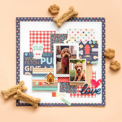 DCWV Playful Pets DOG TAGS 12”x12” Scrapbook Paper Scrapbooksrus 