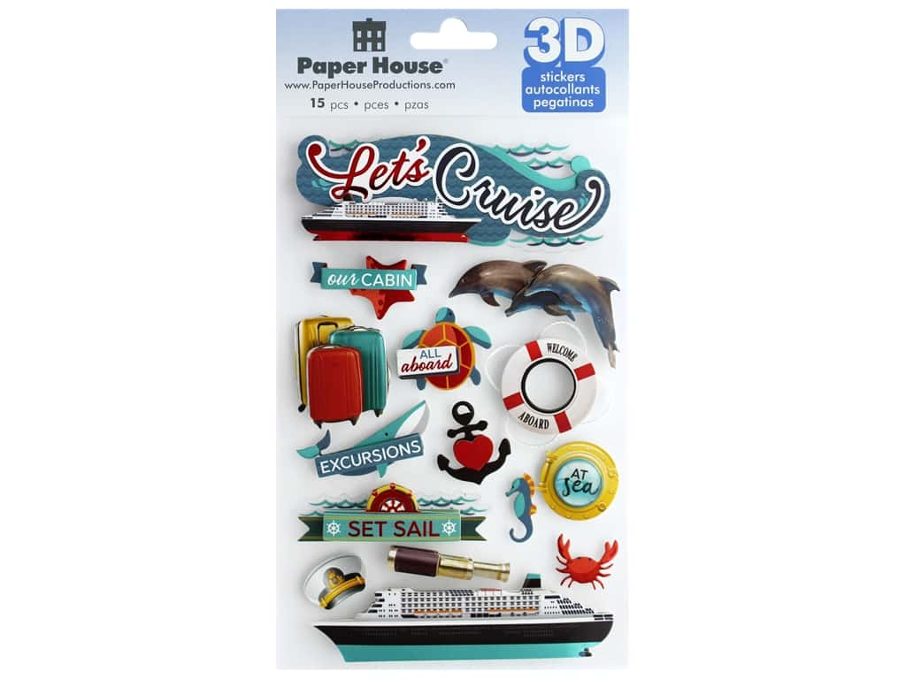 Paper House LET’S CRUISE 3D Stickers 15pc Scrapbooksrus 