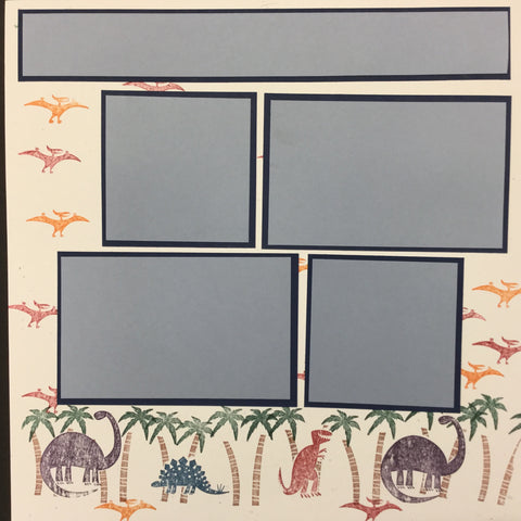 Premade Pages DINOSAURS (2) 12"X12" Scrapbook Pages Scrapbooksrus 