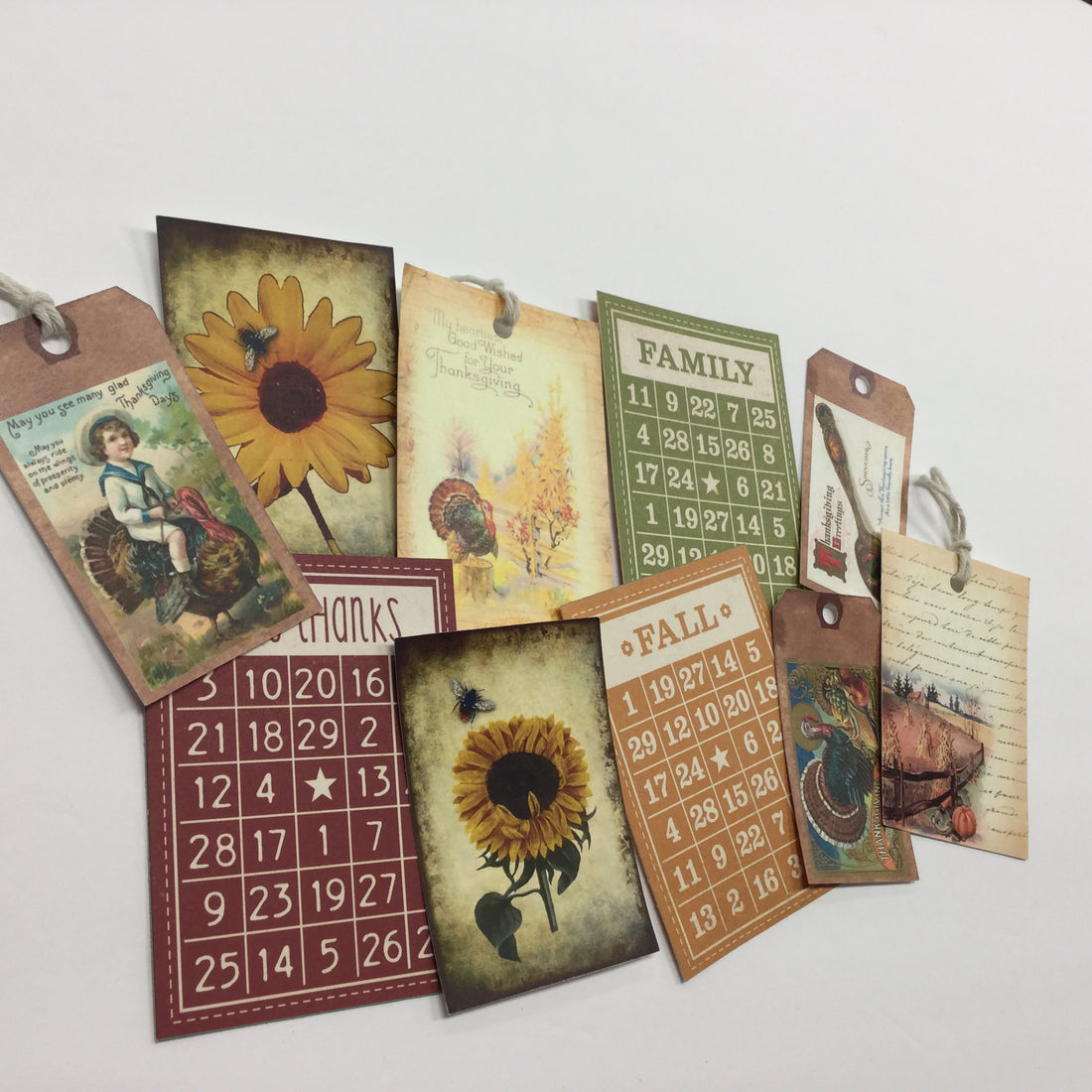 Tags &amp; Ephemera 10pc FALL AND THANKSGIVING TAGS &amp; ATC CARDS Set A Scrapbooksrus 