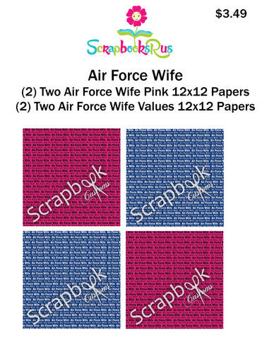 Scrapbook Customs AIR FORCE WIFE 12"x12” 4pc Scrapbook Papers