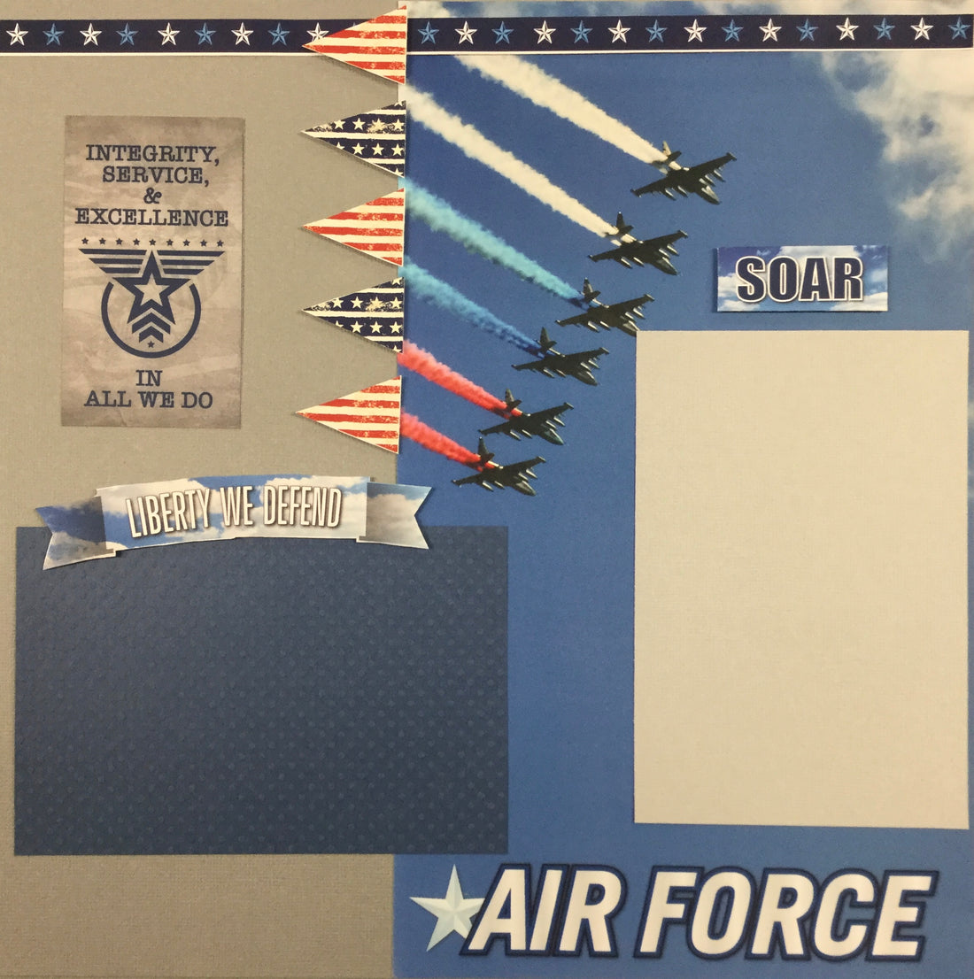 Premade Page (2) 12X12 AIR FORCE Scrapbook @Scrapbooksrus Scrapbooksrus 