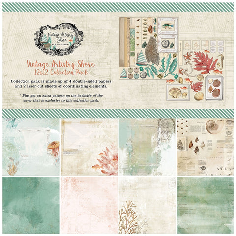 49 and Market Vintage Artistry SHORE Scrapbook Collection Kit 12"X12" Scrapbooksrus 