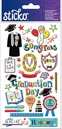 Ek Success GRADUATION Sticko Classic Stickers 36pc Scrapbooksrus 