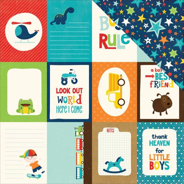 Echo Park Little Man 3x4 JOURNALING CARDS 12"x12" Paper Scrapbooksrus