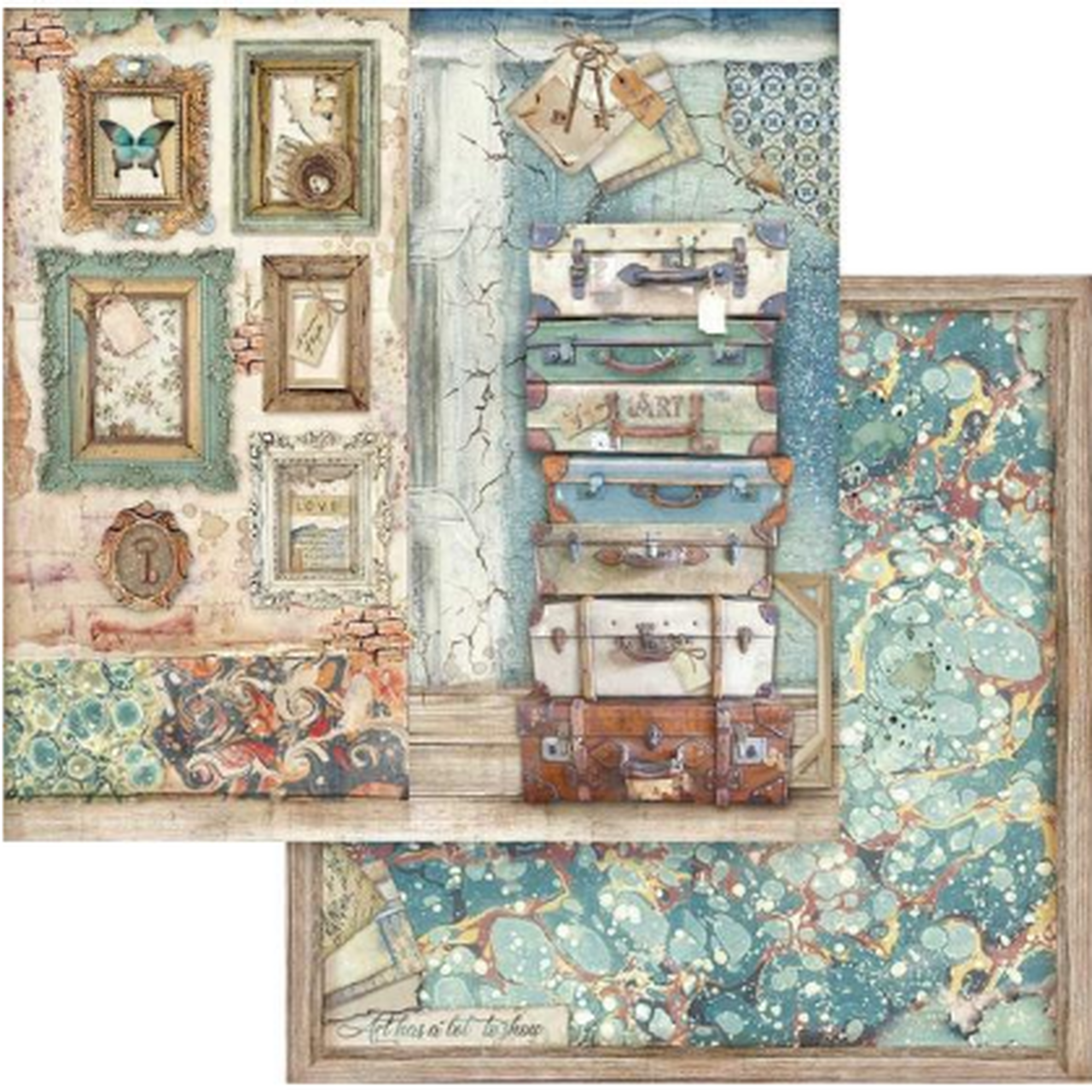 Stamperia Atelier De Arts LUGGAGE SBB778 12&quot;X12&quot; Scrapbook Paper Scrapbooksrus 