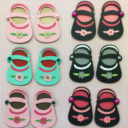 Baby Booties GIRL Shoes Custom Scrapbook Die Cut Embellishment Scrapbooksrus 