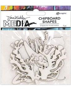 Ranger Dina Wakley Media CHIPBOARD SHAPES 5 pc. Scrapbooksrus 