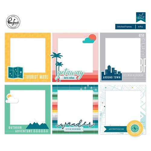 Pinkfresh Studio Out and About STITCHED FRAMES 6 pc Scrapbooksrus