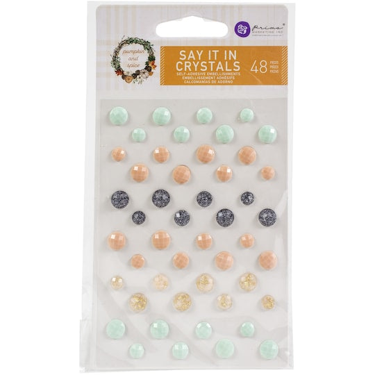 Prima Pumpkin and Spice SAY IT IN CRYSTALS Embellishments 48pc Scrapbooksrus