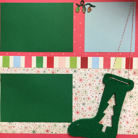 Premade CHRISTMAS STOCKING (2) 12”X12” Scrapbook Pages Scrapbooksrus 
