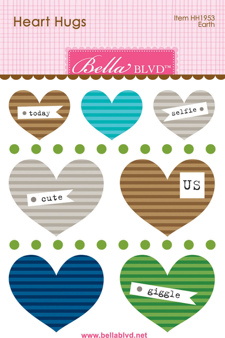 Bella Blvd Earth HEART HUGS 7 pc. Scrapbooksrus 