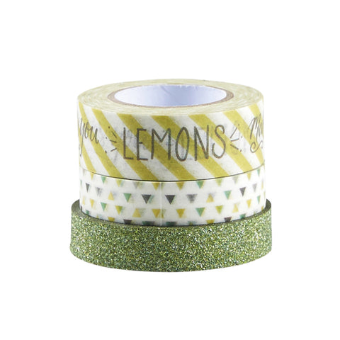 Fun Stampers FRESH LIMEADE Journey Washi Tape 3pc Scrapbooksrus 