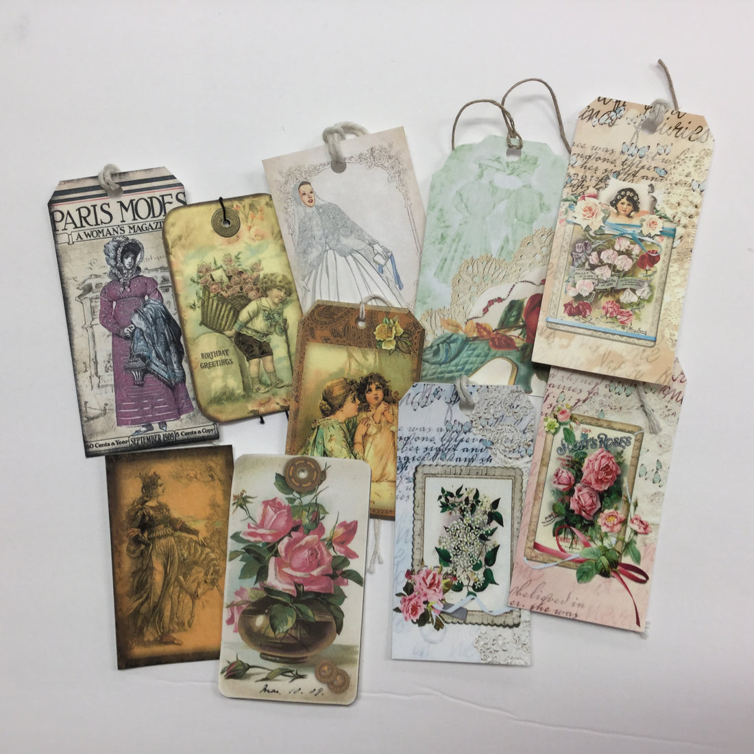 Tags &amp; Ephemera 10pc VICTORIAN ROSES TAGS Scrapbooksrus 