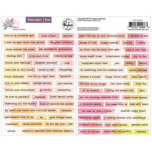 Pinkfresh Studio Just A Little Lovely PHRASE STICKERS 81pc Scrapbooksrus